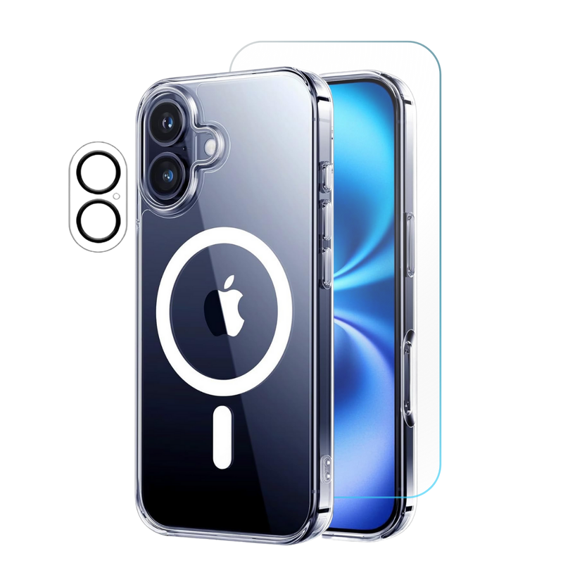 Entronix Bundle Compatible with iPhone 17 - [Magnetic] Clear Case, 1 Clear Screen Protector & 1 Camera Lens Protector