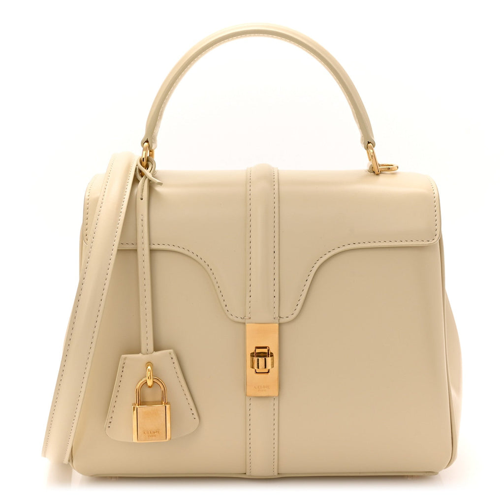 Satinated Calfskin Small 16 Top Handle Bag Beige