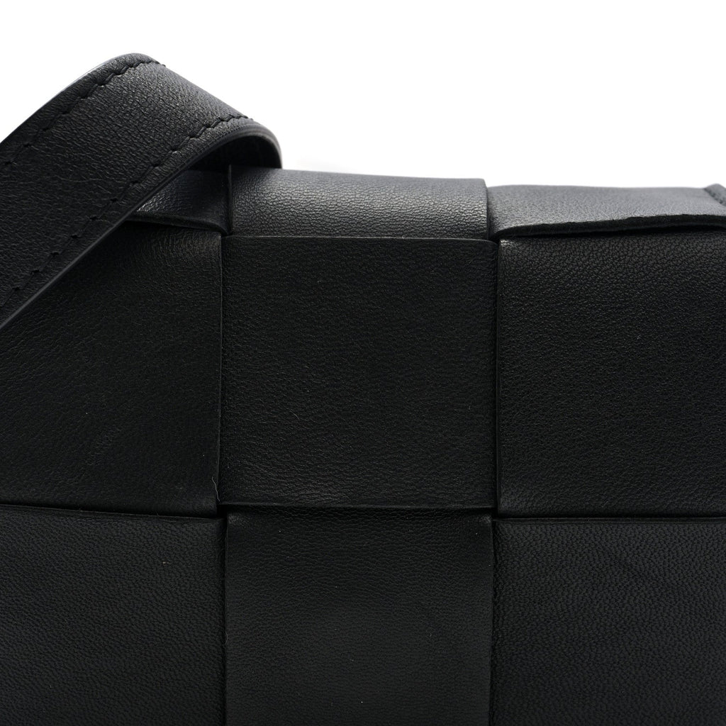 Lambskin Maxi Intrecciato Extra Mini Cassette Crossbody Bag Black