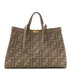 Canvas Vitello King FF Embroidered Medium Peekaboo X-Tote Tartufo