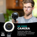 Movo WebMic HD Pro All-in-One Webcam with Mic and Ring Light in Silver