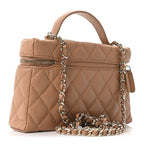 Caviar Quilted Top Handle Slim Vanity With Chain Brown