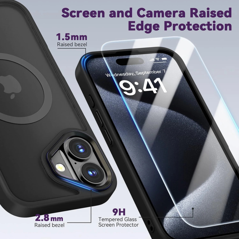 Entronix Bundle Compatible with iPhone 17 - [Magnetic] Translucent Matte Case & 2 Clear Screen Protectors