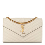 Grain De Poudre Matelasse Chevron Monogram Chain Wallet Crema Soft