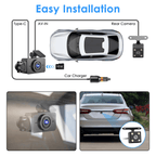 3 Channel Dash Cam for Cars, 1080P Full HD Front Camera (140° Wide View) with 480P Interior & Rear Cameras, 360° Vehicle Protection, Picture-in-Picture Display for Collision Evidence