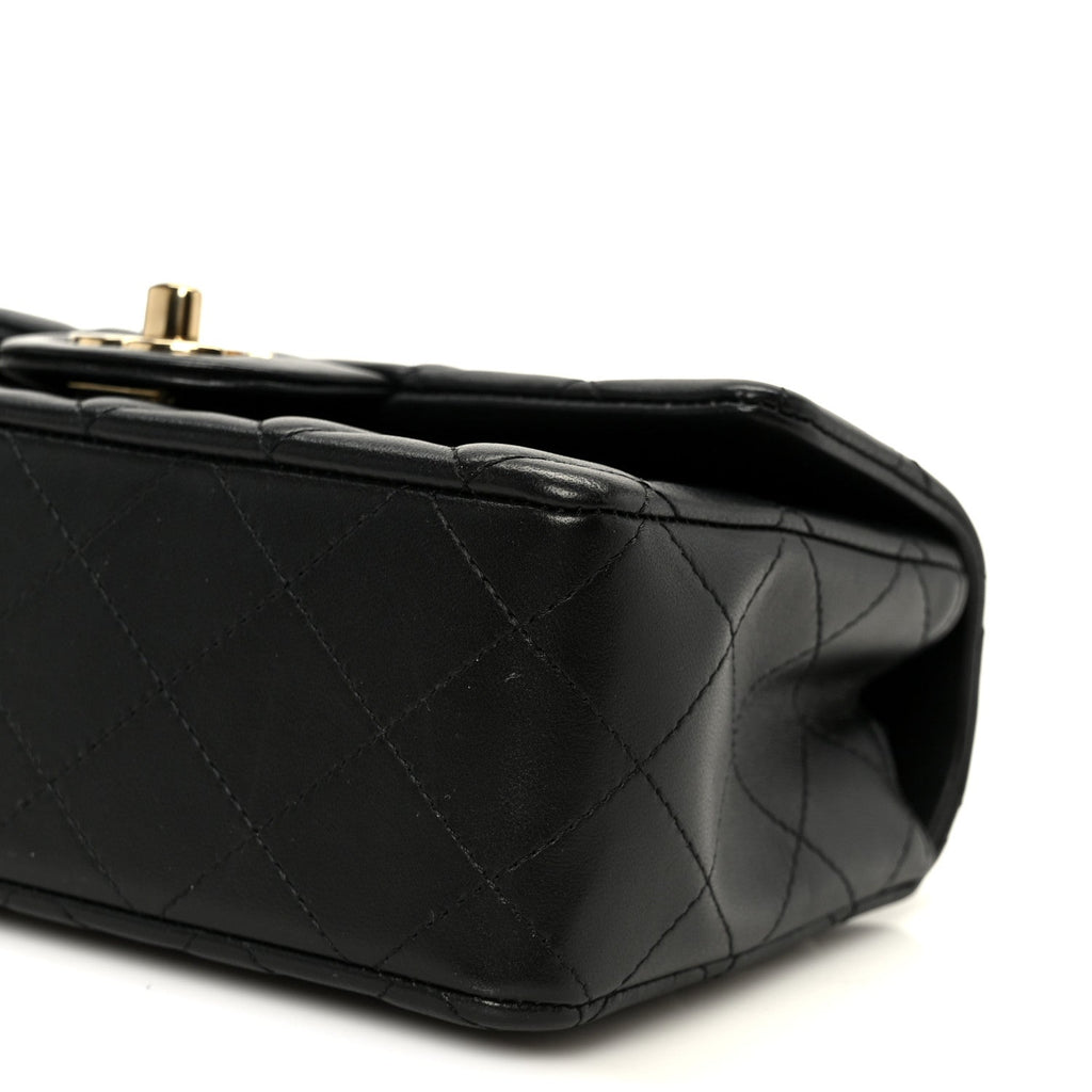 Lambskin Quilted Mini Rectangular Flap Black