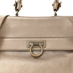 Metallic Grained Calfskin Medium Sofia Satchel Gold