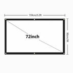 Portable Foldable Projector Screen 16:9 HD Outdoor Home Cinema Theater 3D Movie - 72 in
