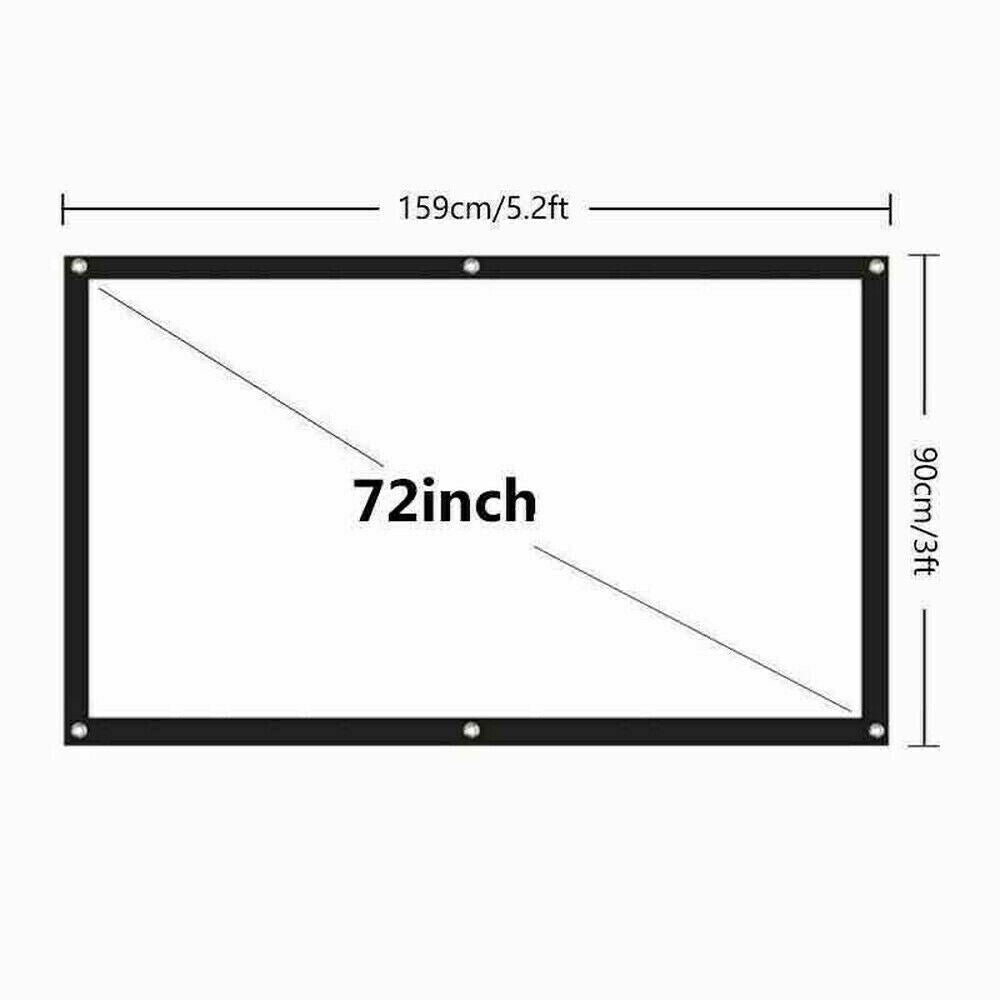 Portable Foldable Projector Screen 16:9 HD Outdoor Home Cinema Theater 3D Movie - 72 in