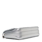 Metallic Lambskin Quilted Mini Maxi CC Flap Argent