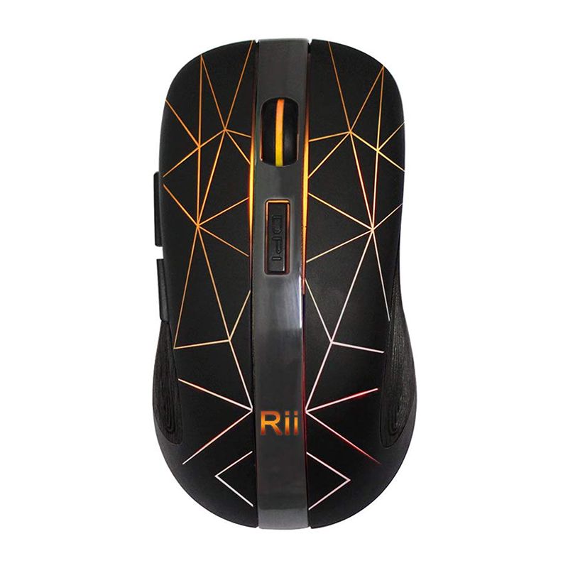 RM200 Wireless Mouse,2.4G Wireless Mouse 5 Buttons Rechargeable Mobile Optical Mouse with USB Nano Receiver,3 Adjustable DPI Levels,Colorful LED Lights for Notebook,PC,Computer-Black