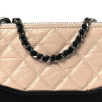 Aged Calfskin Quilted Small Gabrielle Clutch With Chain Beige Black