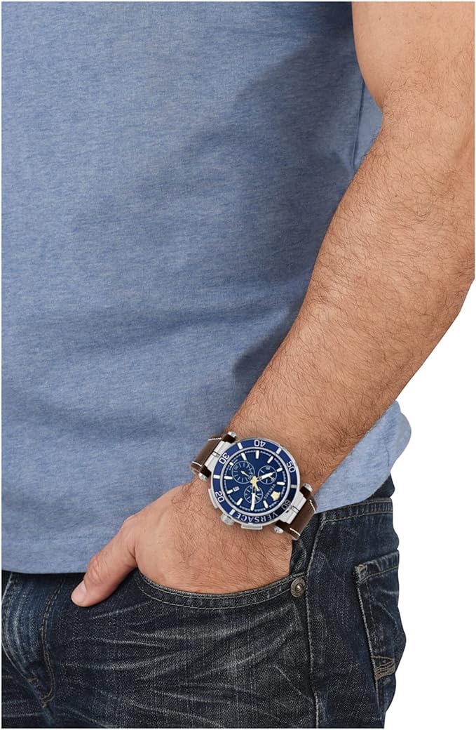 Versace Men's Watch 45mm Greca Chronograph Blue