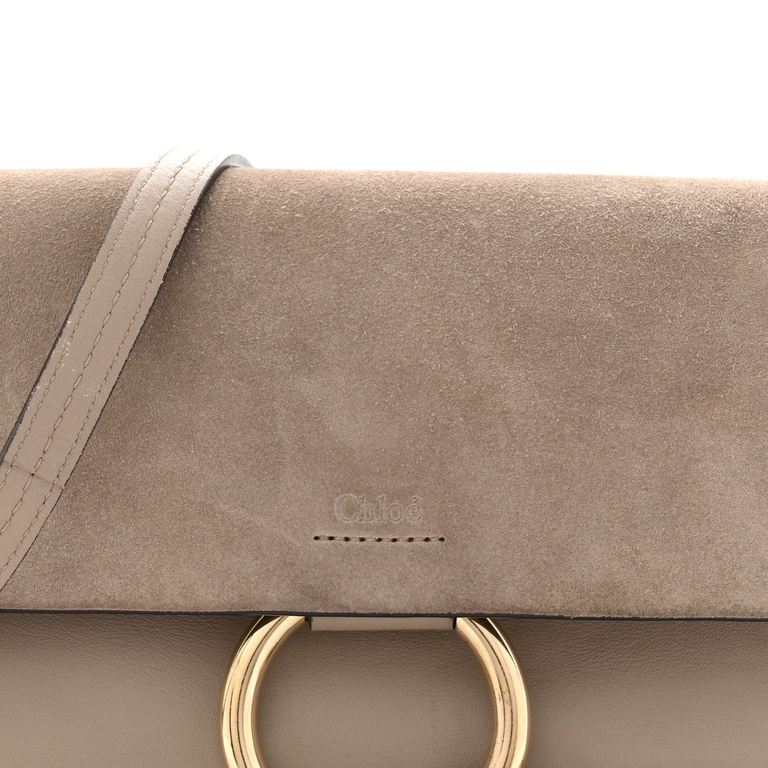 Suede Calfskin Small Faye Shoulder Bag Motty Grey