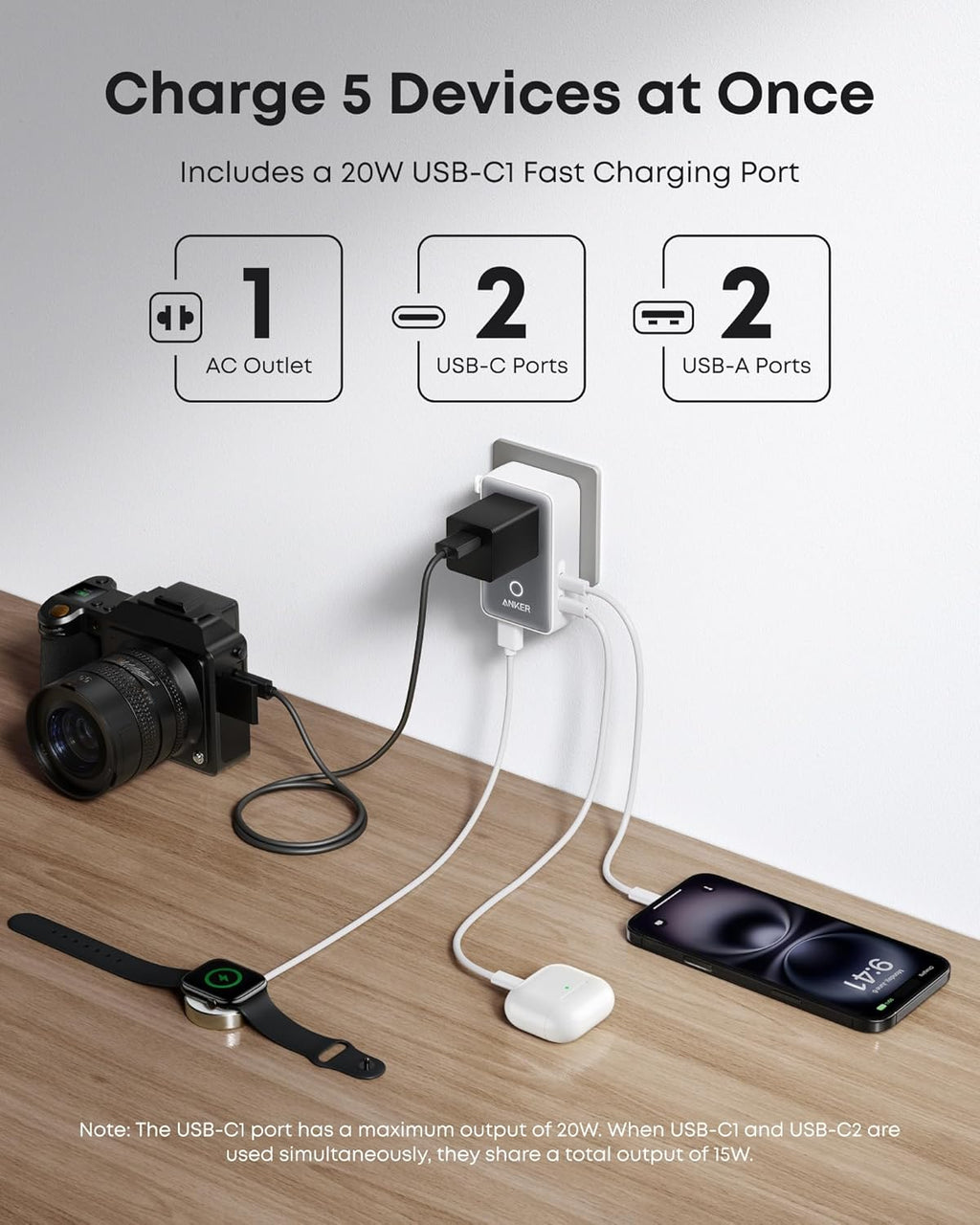 Anker Laptop Power Bank (25K, 165W, Built-In and Retractable Cables) and Anker Nano Travel Adapter (5-in-1, 20W, 1-Pack)