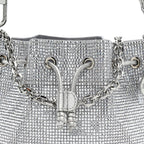 Satin Crystal Embellished Medium Piper Bucket  Silver Rhine