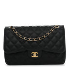 Caviar Quilted Jumbo Double Flap Black
