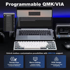 AL68 Silver Wireless Custom Mechanical Keyboard -  Gateron QMK/VIA Aluminum Hot Swap Gasket Gaming Keyboard with Control Knob