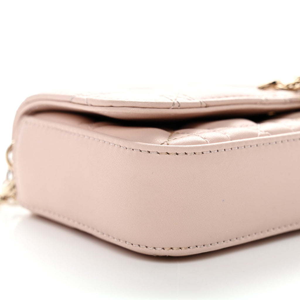 Lambskin Cannage Dior Talk Phone Pouch Rose Poudre