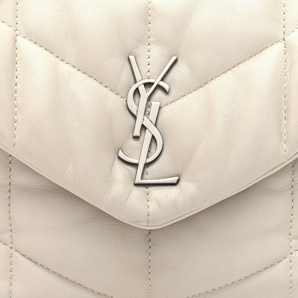 Lambskin Quilted Toy Loulou Puffer Monogram Chain Satchel Crema Soft