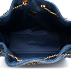 Washed Denim Quilted Mini Chanel 25 Handbag Blue
