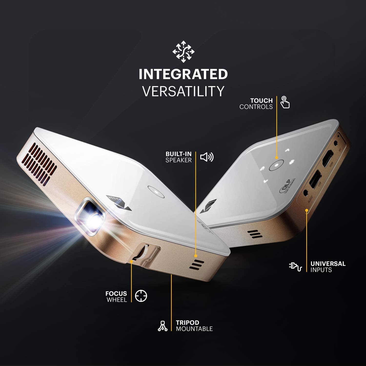 Kodak Luma 350 Pico DLP Smart Projector, Rechargeable Mini Projector with Luma App & Streaming Apps