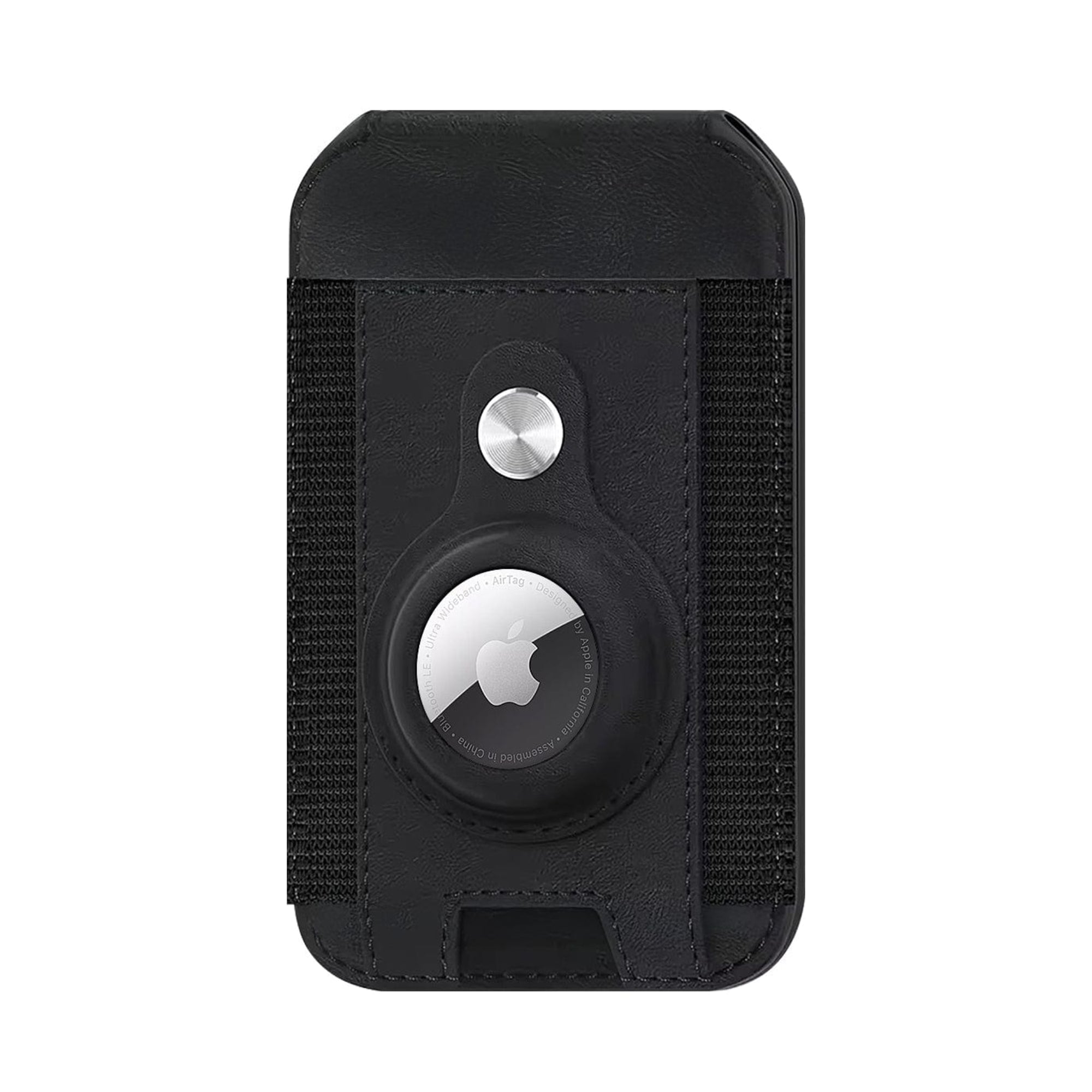 SAHARA - Indy Seres Black Leather Airtag Wallet Stand Case - Magsafe Compatible iPhones