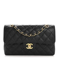 Caviar Quilted Small Double Flap Black