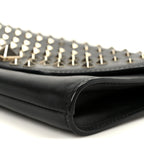 Vitello Rockstud All Over Demilune Shoulder Bag Black