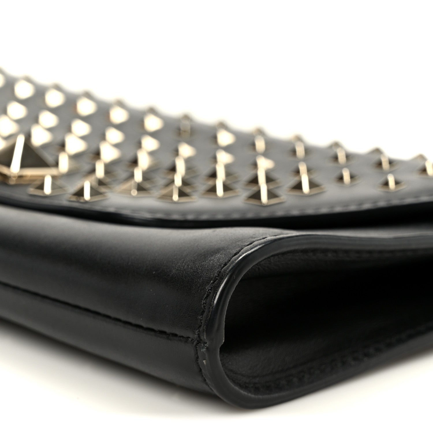 Vitello Rockstud All Over Demilune Shoulder Bag Black