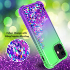 Shiny Flowing Glitter Liquid Bumper Case For Apple Iphone 12 Mini In Green