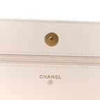 Lambskin Quilted Romance Wallet On Chain WOC White