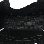 Raffia Large Paula's Ibiza Logo Tote Black White