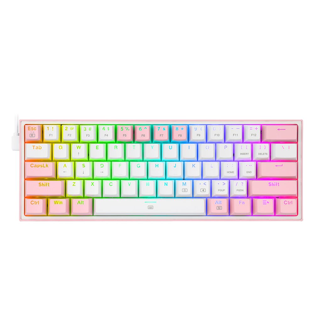 RGB USB Mini Mechanical Gaming Keyboard Red Switch 61 Keys Wired detachable cable; portable for travel