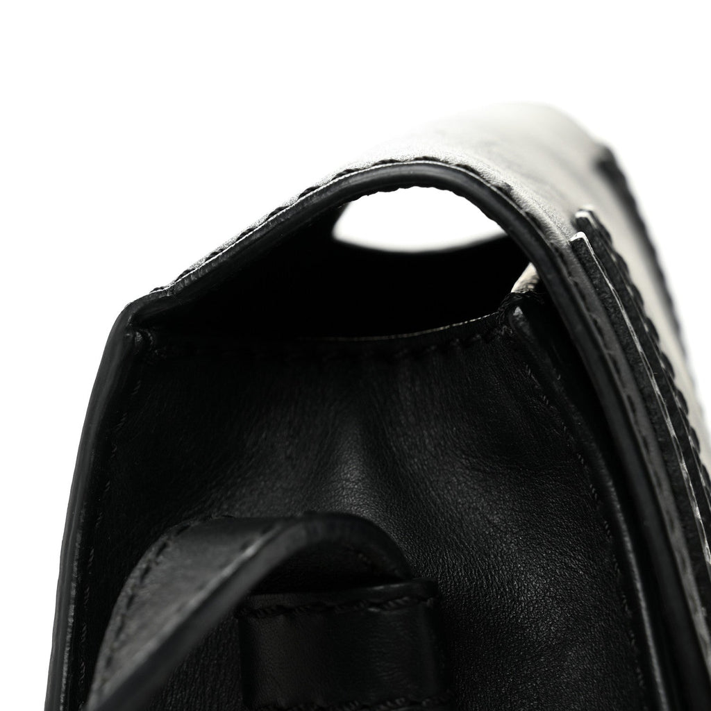 Calfskin Mini Marcie Metal Bar Trim Crossbody Bag Black