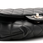 Calfskin Quilted CC Uniform Flap Belt Bag Black