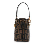 Vitello Liberty F is Fendi Bi-Color FF 1974 Embossed Mini Mon Tresor Bucket Bag Maya Black