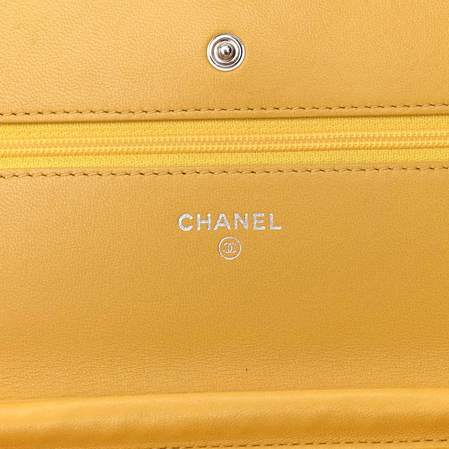 Lambskin Quilted Wallet On Chain WOC Yellow
