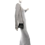 Patent Quilted Frame Clutch Flap With Chain Black