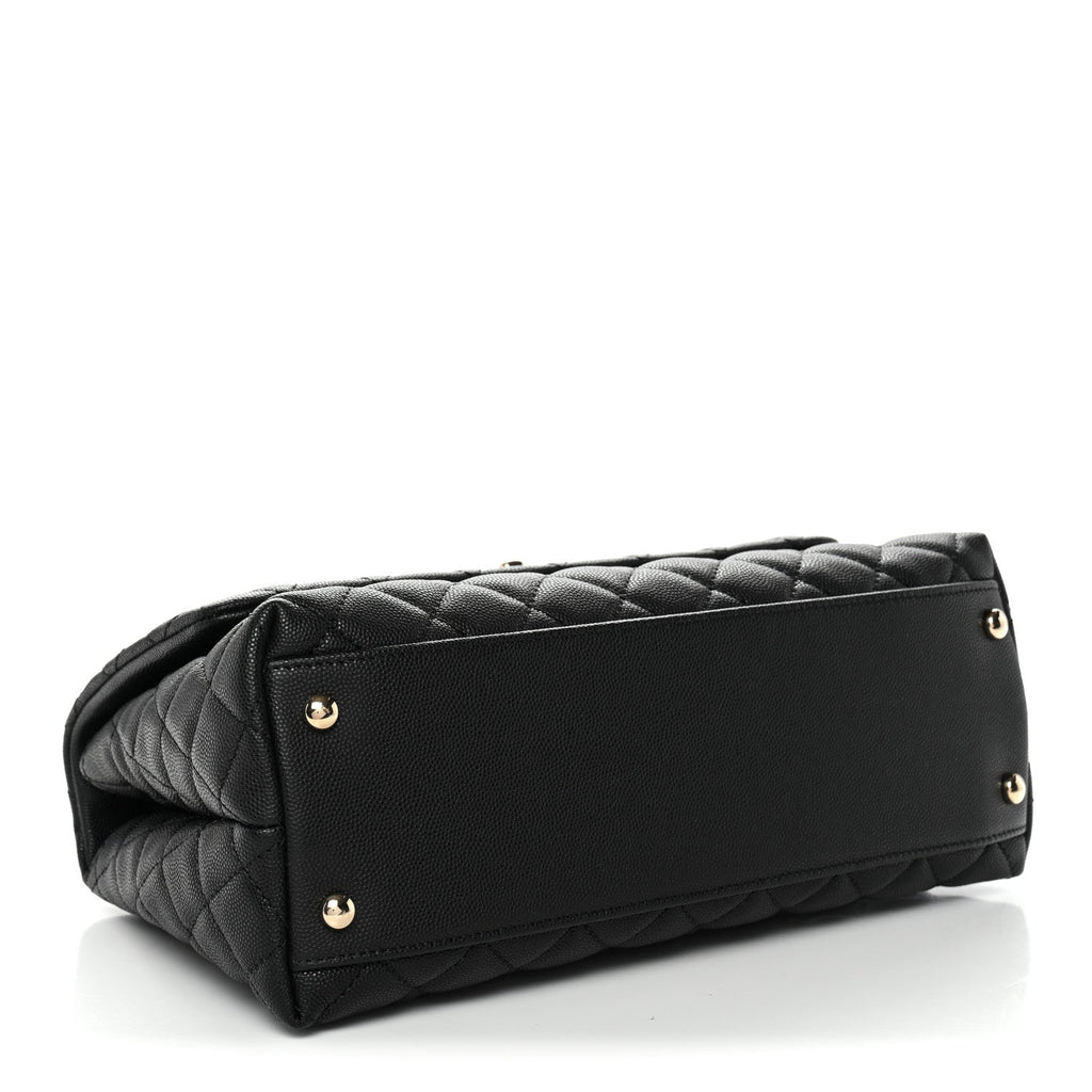 Caviar Quilted Small Coco Handle Flap Black