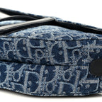 Denim Oblique Jacquard Saddle Bag With Strap Blue