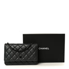 Lambskin Quilted Wallet On Chain WOC So Black