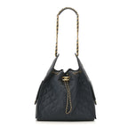 Canvas Quilted Medium Chanel 25 Handbag Dark Blue