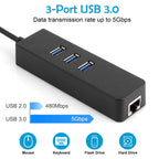 3 Ports USB 3.0 Hub Gigabit Ethernet Adapter 10/100/1000 Mbps Converter LAN RJ45 Wired USB Network Adapter