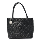 Caviar Quilted Medallion Tote Black