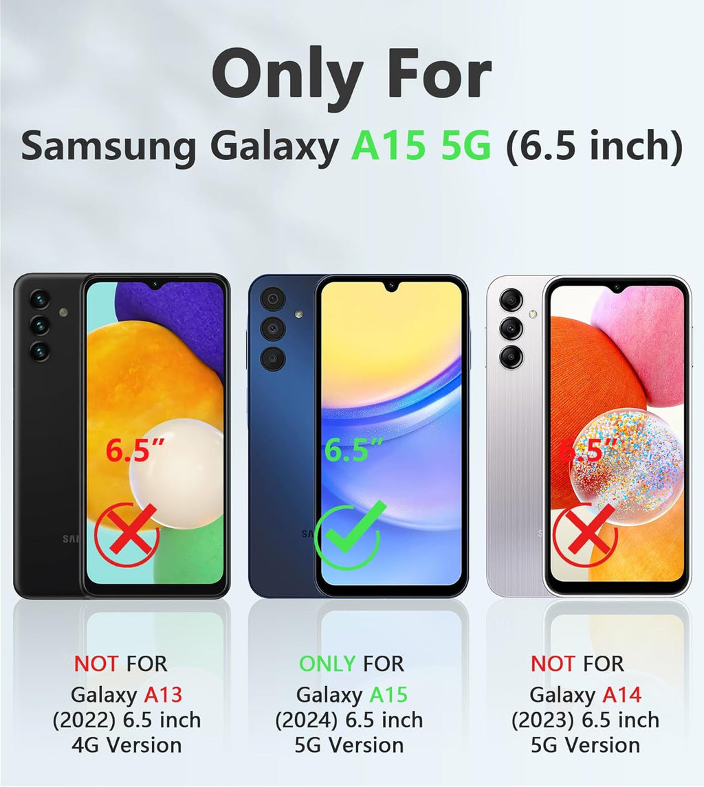 Entronix Bundle Compatible with Galaxy A15 - Heavy Duty Case & 2 Clear Screen Protectors