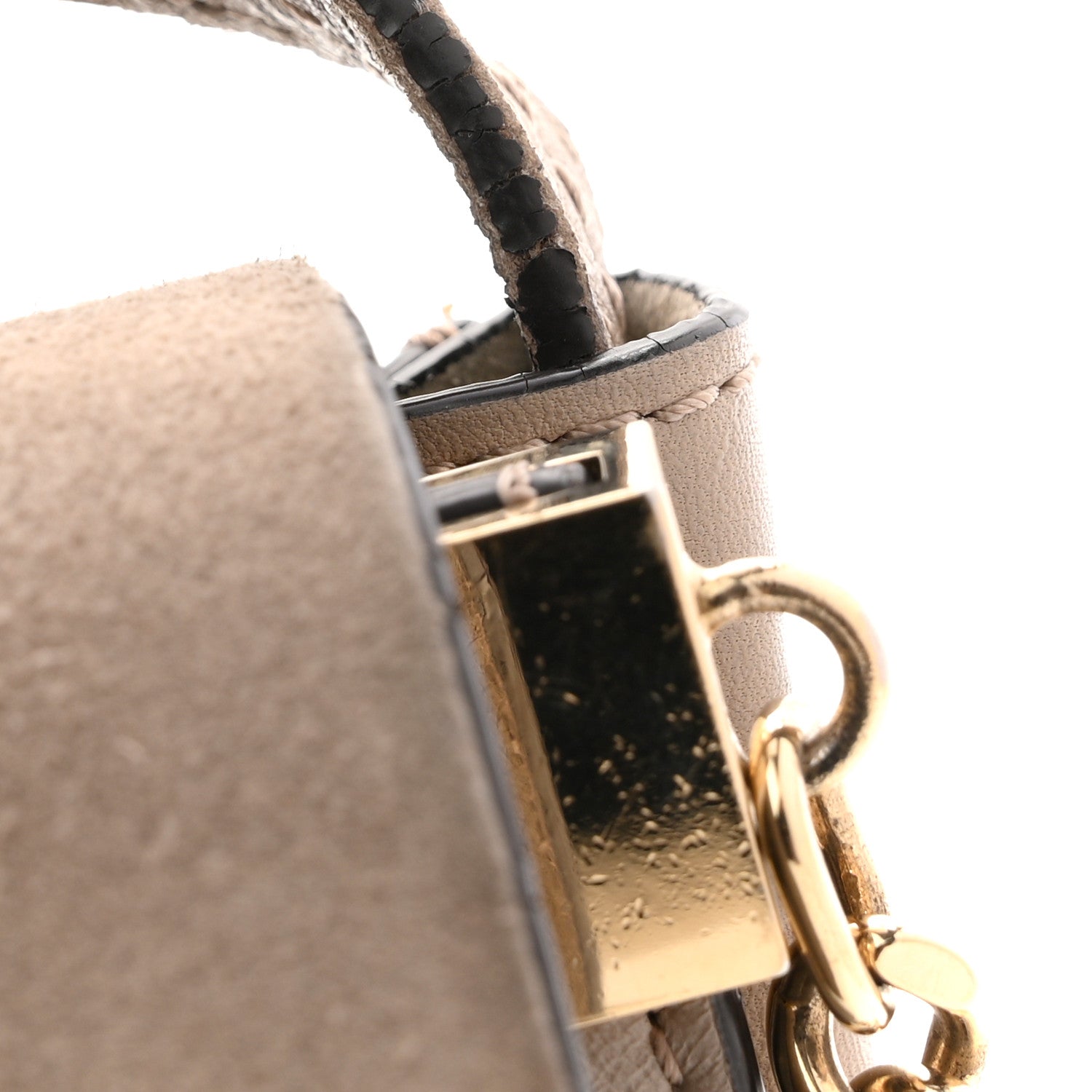 Suede Calfskin Small Faye Shoulder Bag Motty Grey