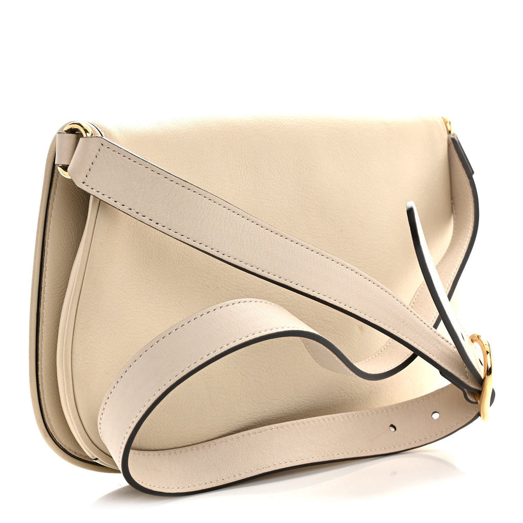 Roxy Calfskin Blondie Chain Shoulder Flap Bag Mystic White