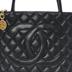 Caviar Quilted Medallion Tote Black