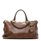 Soft Calf Shopping Tote Brown